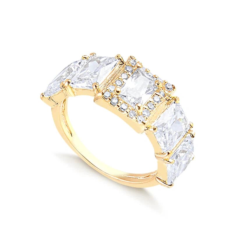 ANEL IMPERIAL CARRÉ BANHADO A OURO 18 K