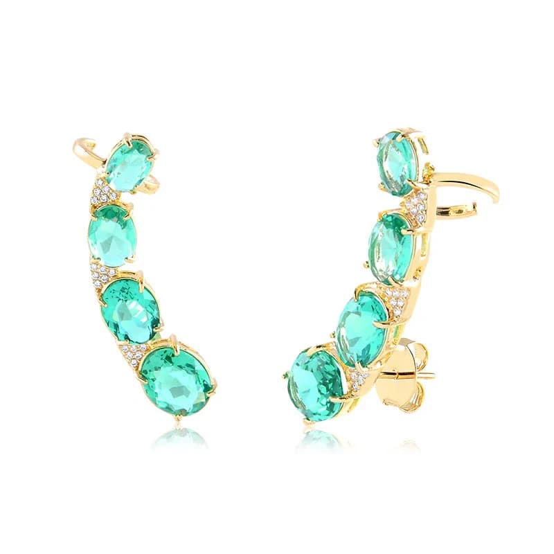 BRINCO EAR CUFF TURMALINA BANHADO A OURO 18K